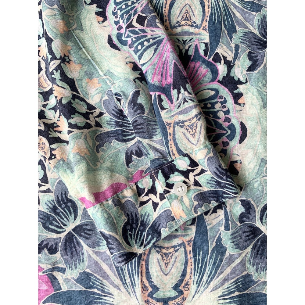 Chicos No-Iron Linen Floral Roll-Tab Shirt 3 (XL 16/18) NWOT Resort Pastel Top - Picture 14 of 16